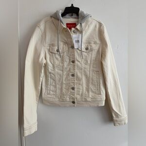 GUESS Stella Hooded Denim Jacket Women Small Y2K Trucker Jean Jacket